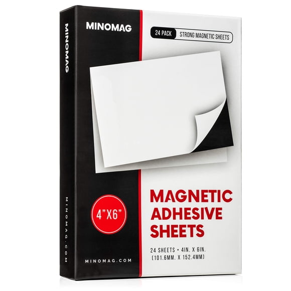 Hojas magnéticas MINOMAG 10x15 cm, paquete de 24 con adhesivo