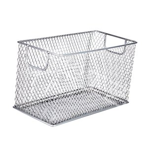 Magideal - Cesta De Almacenamiento De Alambre De Malla Cesta De Escritorio De Oficina Multipurpose Bin Organizador De Caja De Almacenamiento, Para Estanterías De Plata
