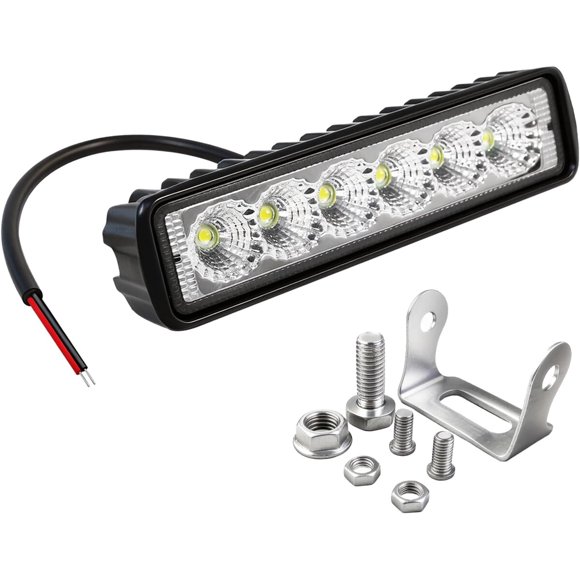 Barra de luz LED de 6 pulgadas, haz tipo flood, aluminio, luz blanca de 6000 K, 18 W