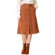 thumbnail image 1 of INSPIRE CHIC Falda Midi de Pana de Cintura Alta para Mujer, Línea A, con Botones al Frente, Plisada, con Cinturón y Bolsillos, Caramelo 3XL, 1 of 7