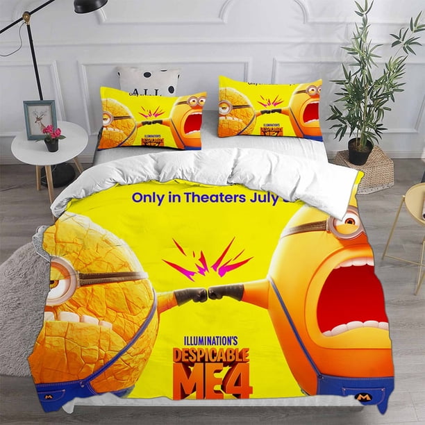 v1401 Bed Sheets Despicable Me Bedding Sets Comforter Quilt Bed Cover Duvet Cover Pillow Case - Pieces Sets Kids Adult Size 3-Piece Bedding Set (1 Duvet Cover + 2 Pillow Shams) Bed Sheets ju1401