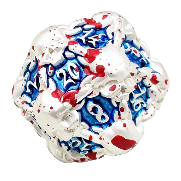 Dados DNDWoW D20 Calavera 3,1 cm Plateado/Rojo/Azul