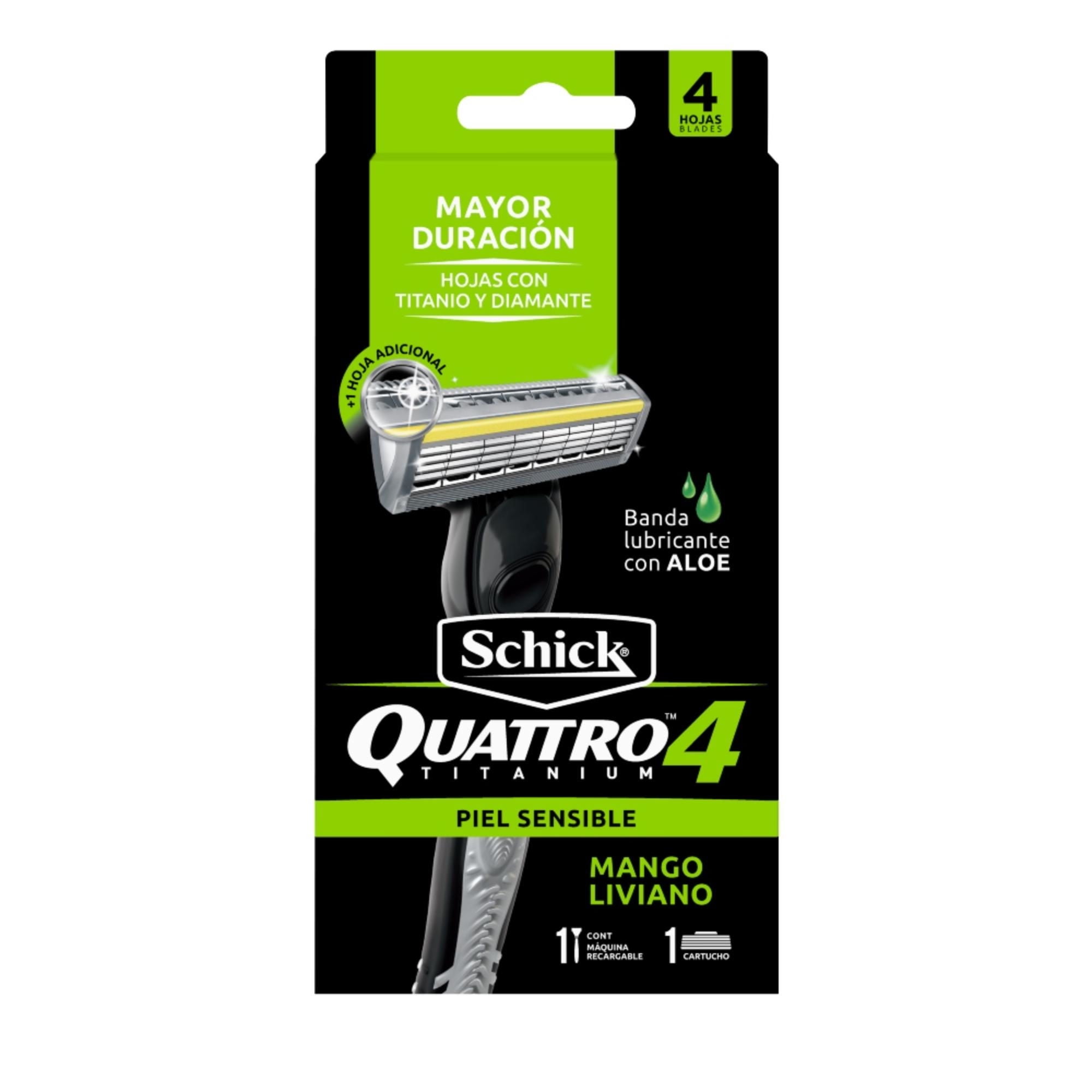 Máquina De Afeitar Quattro Sensitive + 1 Repuesto 1 un Schick