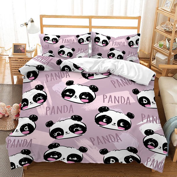 v806 Bed Sheets Panda Bear Bedding Sets Animal Duvet Cover Twin Full Single Size And Pillowcase Home Textile Bedclothes For Kids Child 3-Piece Bedding Set (1 Duvet Cover + 2 Pillow Shams) Bed Sheets j