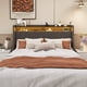 thumbnail image 2 of Full Size Bed Frame with LED, 4 Under-bed Portable Storage Drawers, Wings Headboard Design, Dark Grey, 2 of 3