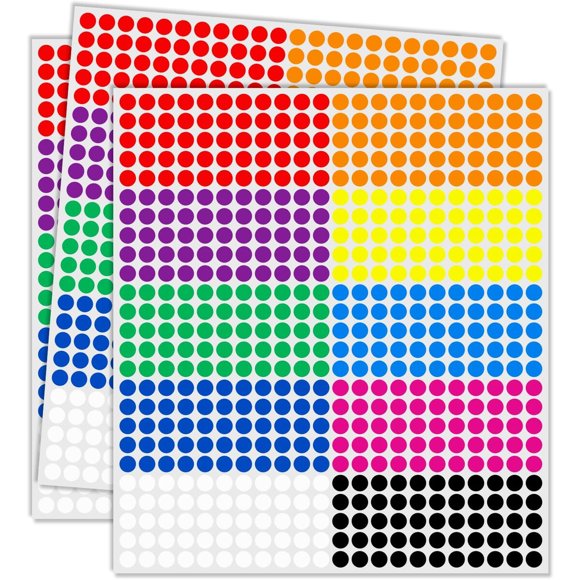 Puntos adhesivos circulares de colores, 0,64 cm, 2750 unidades