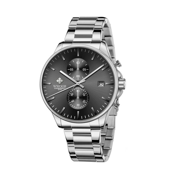 Reloj de hombre de tendencia con correa de acero, reloj de hombre alto, reloj de hombre simple de cuarzo resistente al agua