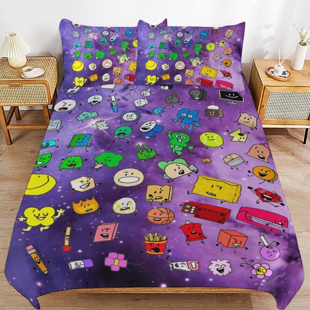 Game BFDI Battle For Dream Island Bedding Set Duvet Cover Comfortable and Lightweight Cartoon Bedding 3 Piece Bed Set