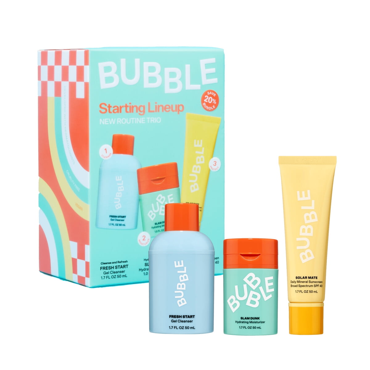 Set Bubble Skincare Limpiador Gel Hidratante Spf40 Trio