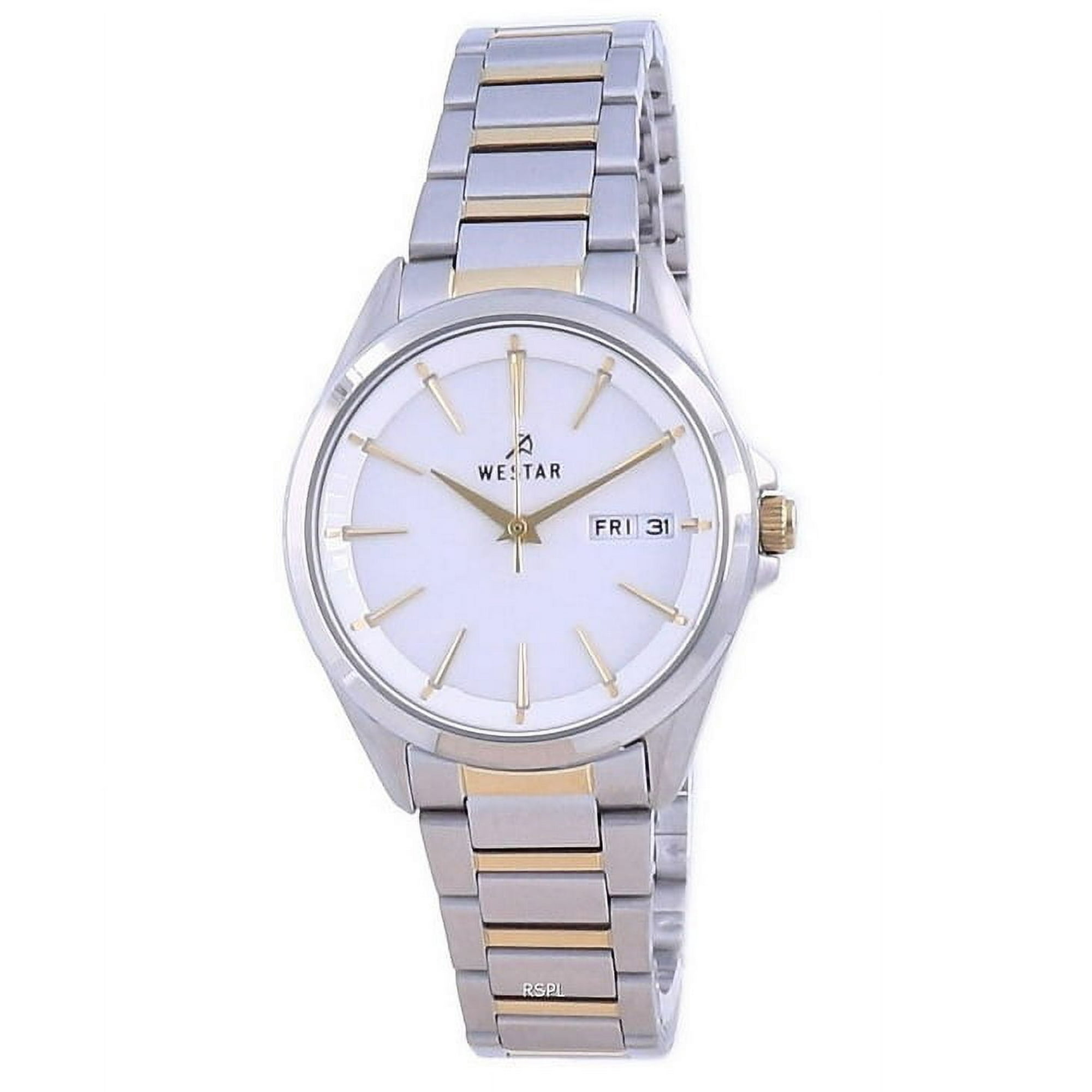 Westar - Reloj De Pulsera Para Mujer De 16 Mm Con Esfera Blanca Y Acero Inoxidable Bicolor
