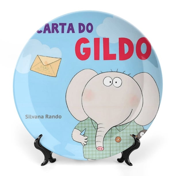 Gildo (dibujos animados) Plato decorativo de porcelana fina (bone china), plato decorativo de cerámica para hogar, oficina, soporte de pared, platos decorativos para dormitorio - 6 pulgadas (15 cm)