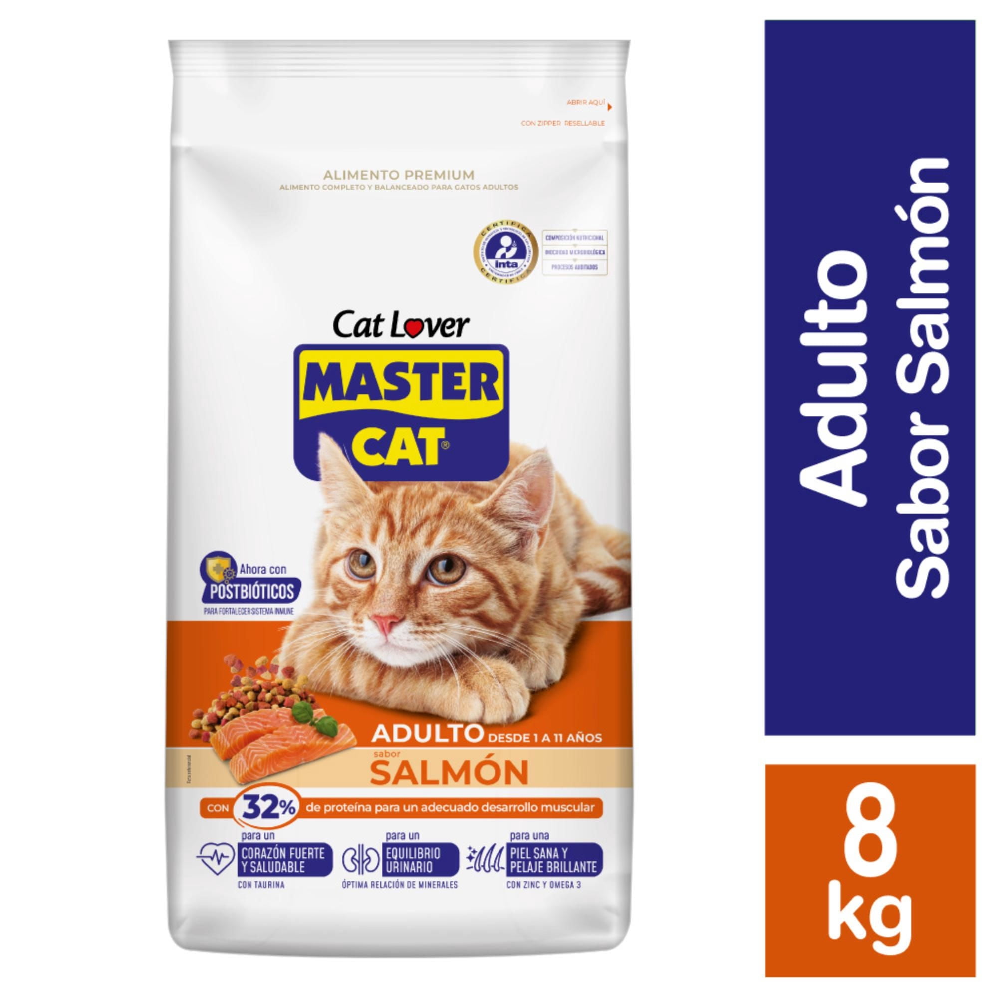 Alimento Seco Gato Adulto Sabor Salmón Bolsa 8 Kg Master Cat
