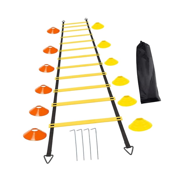 Equipo de entrenamiento de agilidad para fútbol, 10 conos, dispositivo de entrenamiento de velocidad para fútbol, 4 estacas de acero para entrenam