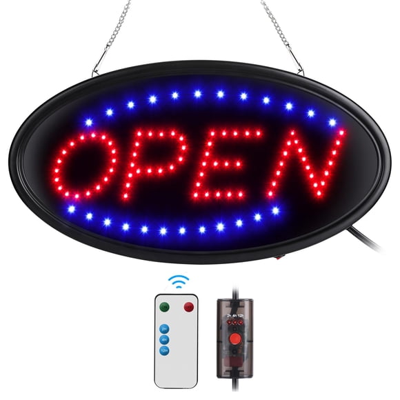 Cartel LED de Abierto FITNATE 48 x 25 cm con control remoto y temporizador