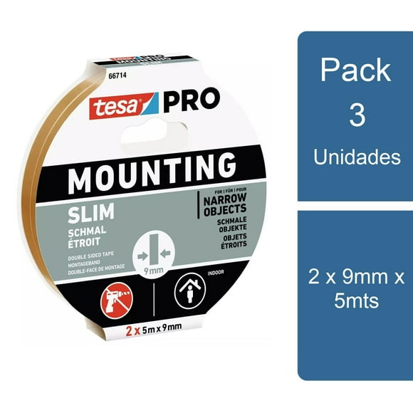 Pack 3 Cintas Doble Contacto Slim Pro 2 x 9mm x 5mts
