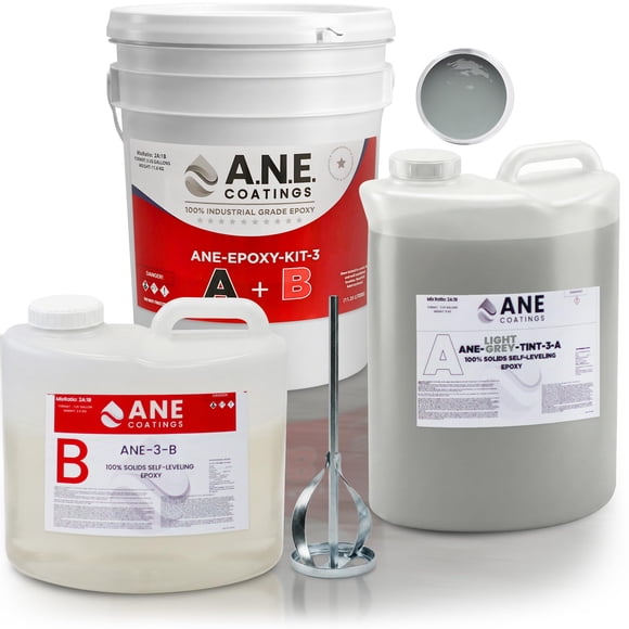 Kit de resina epoxi ANE para suelo de garaje autonivelante, color gris claro