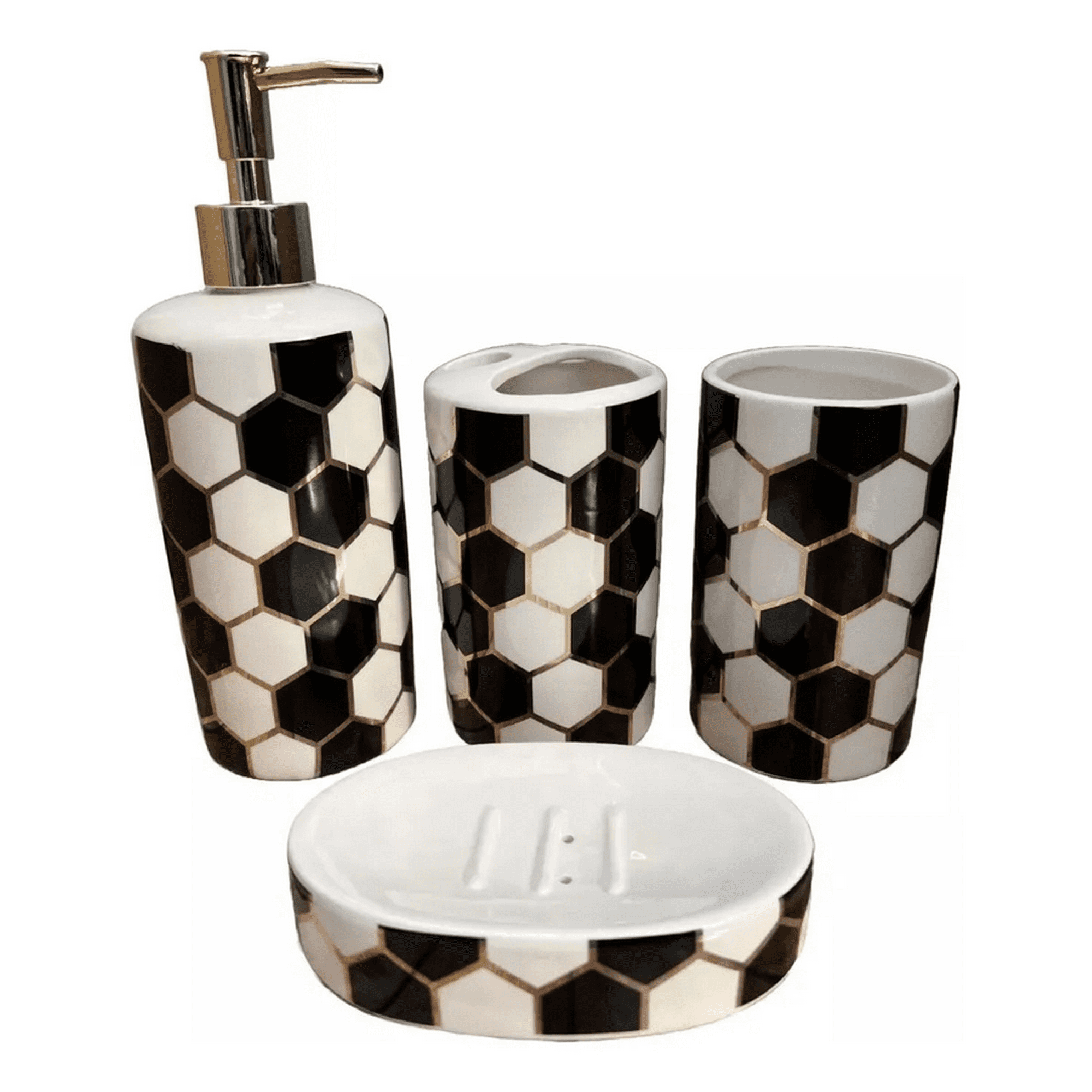 Genérico - Set Juego De Baño Premium 4 Accesorios Cerámico