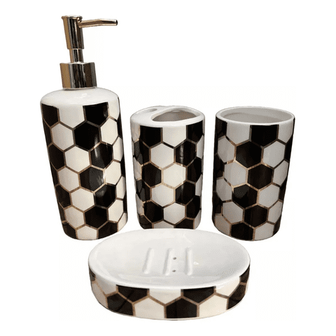 Genérico - Set Juego De Baño Premium 4 Accesorios Cerámico