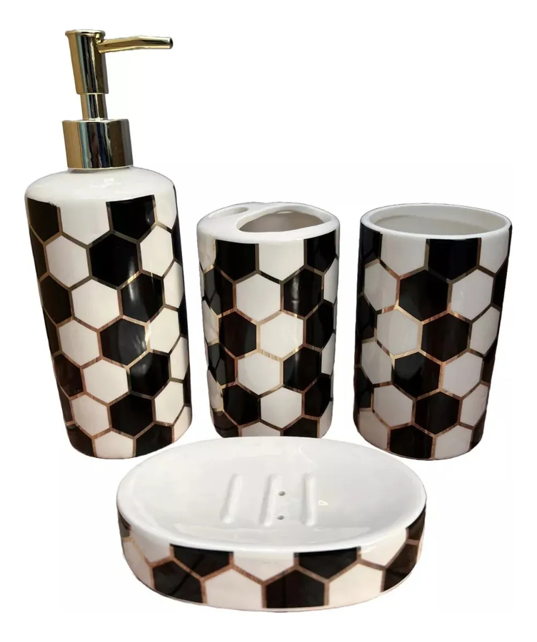 Genérico - Set Juego De Baño Premium 4 Accesorios Cerámico