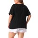 thumbnail image 3 of Agnes Orinda Blusas de Manga Corta con Volantes y Encaje de Verano para Mujer de Talla Grande con Flecos 2X Negro, 3 of 6