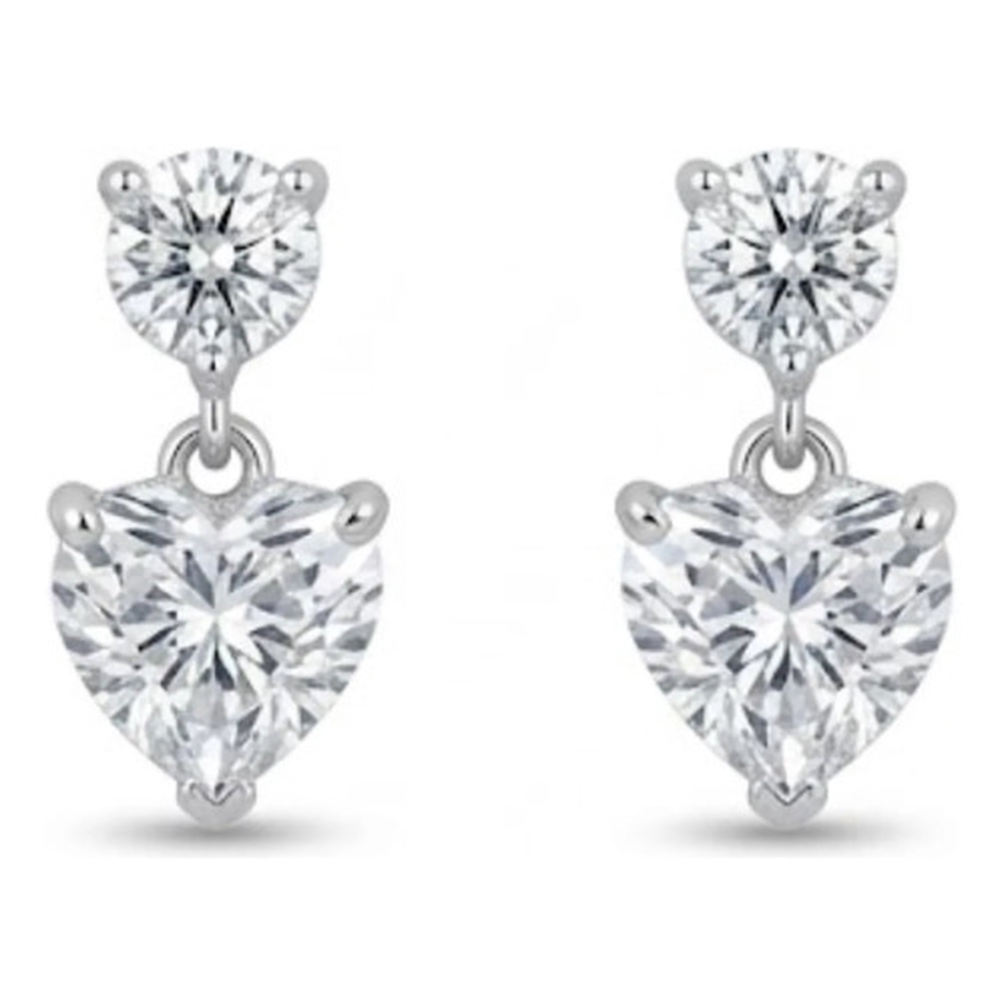 Marca - Aros Pegados Corazón Plata 925 Brillantes Nordvik Pequeño Plateado