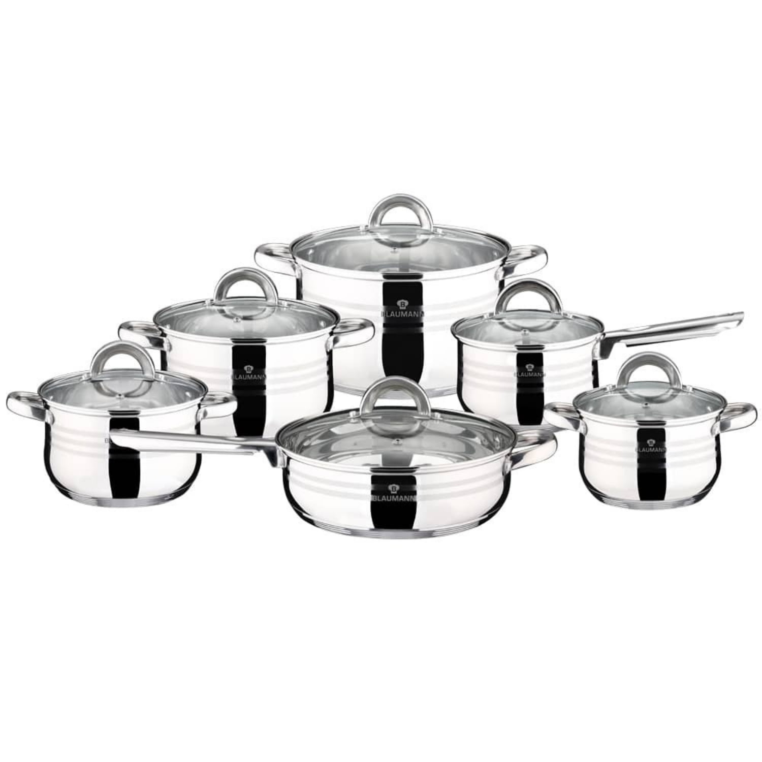 Blaumann - Bateria De Cocina 12 Pzs Gourmet Line Acero Inoxidable