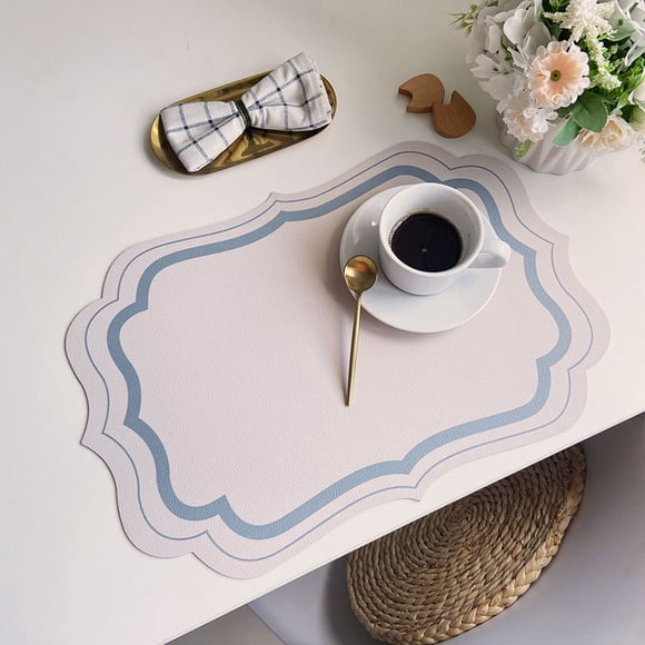 XmhyTop Juego de 4 Manteles Individuales de Piel Sintética, Impermeables, Fáciles de Limpiar, Resistentes al Calor y Antideslizantes para Uso Interior y Exterior, 45*30cm, Estilo E, I