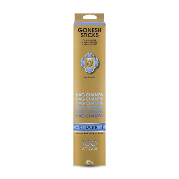 Varillas de incienso Gonesh Extra Rich, perfumadas, Nag Champa, 10 cm, 100 unidades
