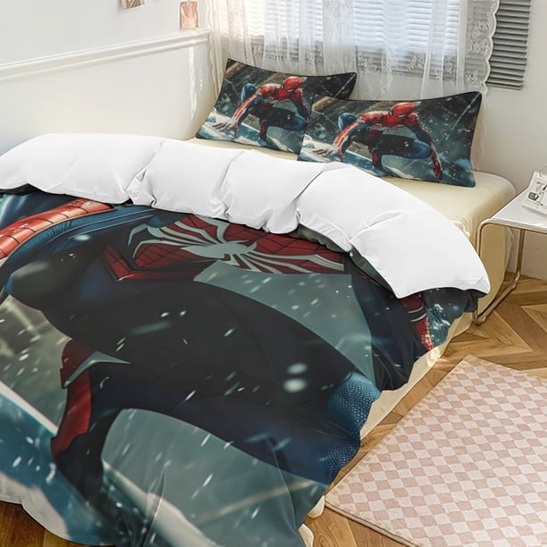 Spider-Man Bedding Comforter Sets 3-Piece Bedding Set Soft Warm Bed Set for Bedroom All Season