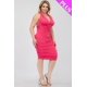 thumbnail image 4 of Vestido Mini Ajustado Fruncido con Espalda Cruzada y Escote Pronunciado, 4 of 5
