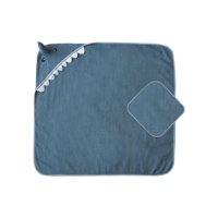 Pumucki - Set Toalla Con Capucha Tiburón Azul