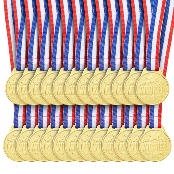 Winner Medals Juvale Gold, paquete de 24 unidades para niños y adultos con cintas