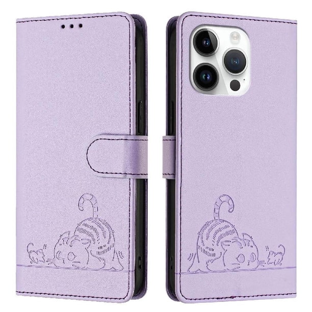 Funda tipo cartera FOXDOCK para iPhone 13 Pro MAX con soporte, ranuras, RFID, diseño de gato