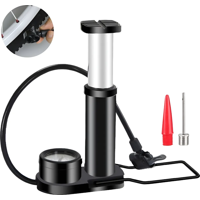 Genérico - Mini Bombin Inflador De Pie Con Manómetro Resistente Negro