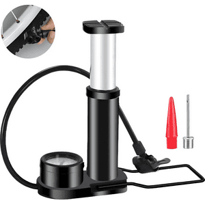 Genérico - Mini Bombin Inflador De Pie Con Manómetro Resistente Negro