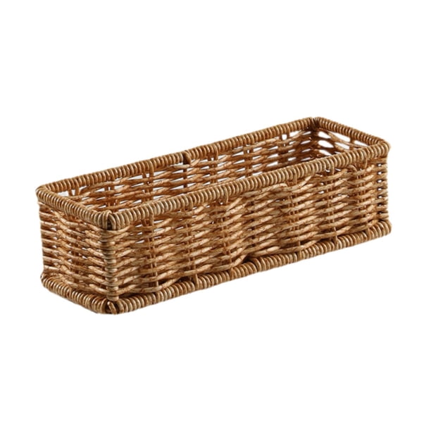 Cesta de almacenamiento de ratán de imitación bandeja de baño Bandeja de perfume Organizador de canasta de canasta tejida decorativa para el baño de l S