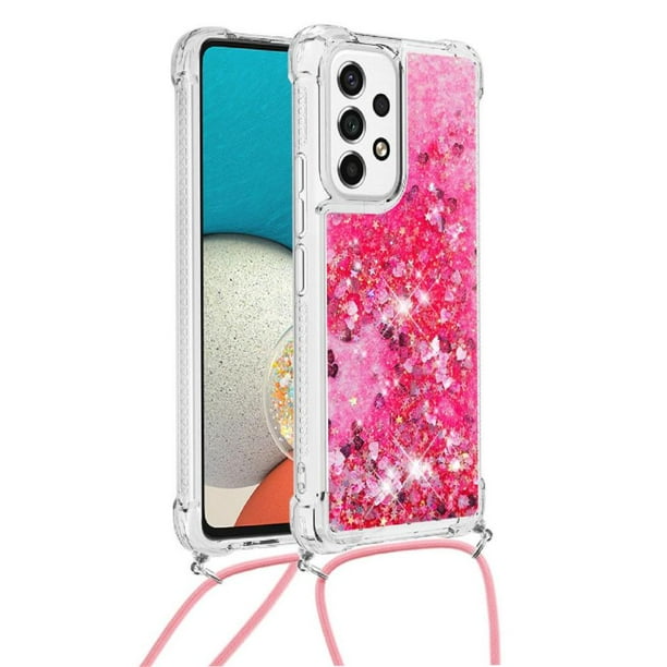 Funda FOXDOCK para Samsung Galaxy A53 5G con Cuerda Ajustable, Brillo Líquido, Protección Antigolpes y Lente – Ideal para Regalo