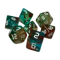 Bothyi - 7 Piezas De Dados Poliédricos De Doble Color D6 D4 D8 D10 (00-90 Y 0-9) D12 D20 Café Verde