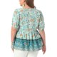 thumbnail image 4 of Agnes Orinda Blusas Boho de Verano con Peplum Floral para Mujer de Talla Grande con Cuello en V y Mangas Cortas de Linterna 1X Verde, 4 of 8