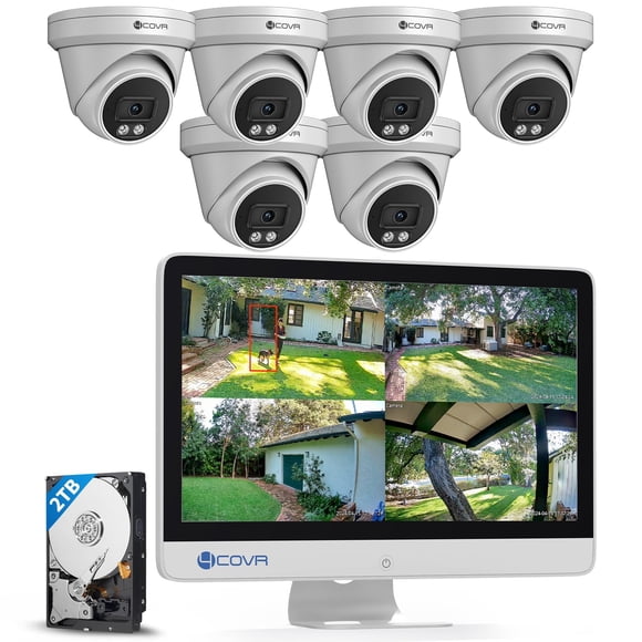 Sistema de cámaras de seguridad Forcovr 8 canales 8 MP NVR con 6 cámaras PoE de 5 MP