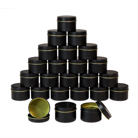 Envases de hojalata negra para velas Aroparc 120 ml, pack de 24