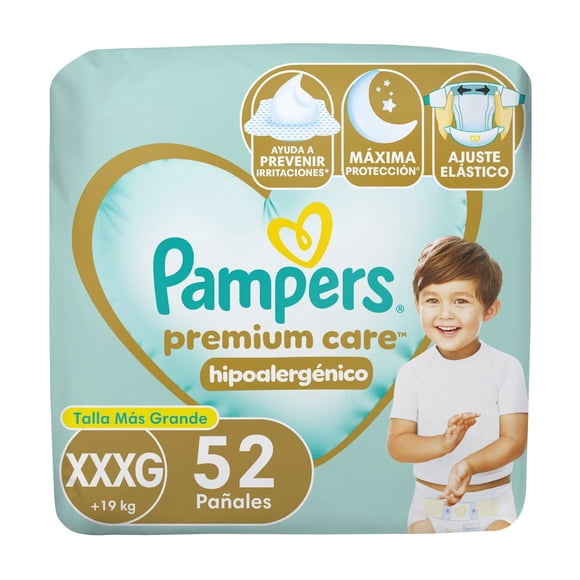 Pañales Pampers Desechables Premium Care Hipoalergénico XXXG