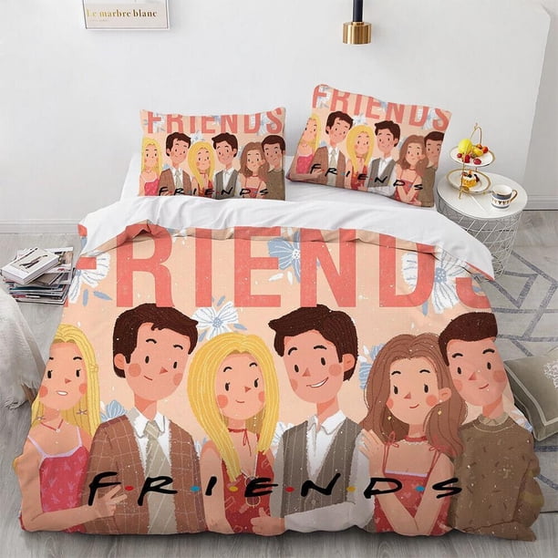 Central Perk Friends White Quilt Duvet Cover Set Bedroom Decor Home Textiles3-Piece Bedding Set