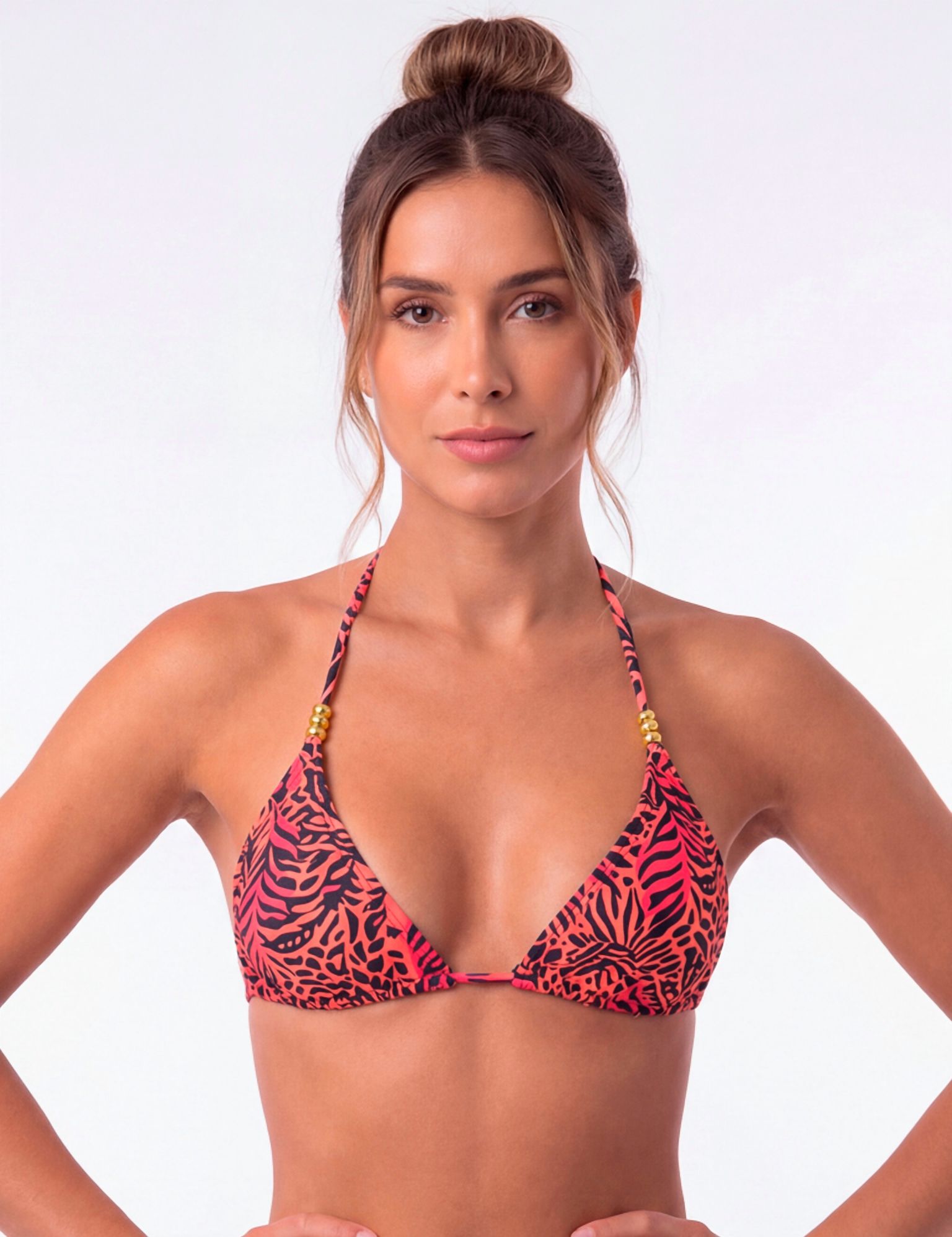 Samia - Bikini Estilo Triángulo Clásico Estampado Negro