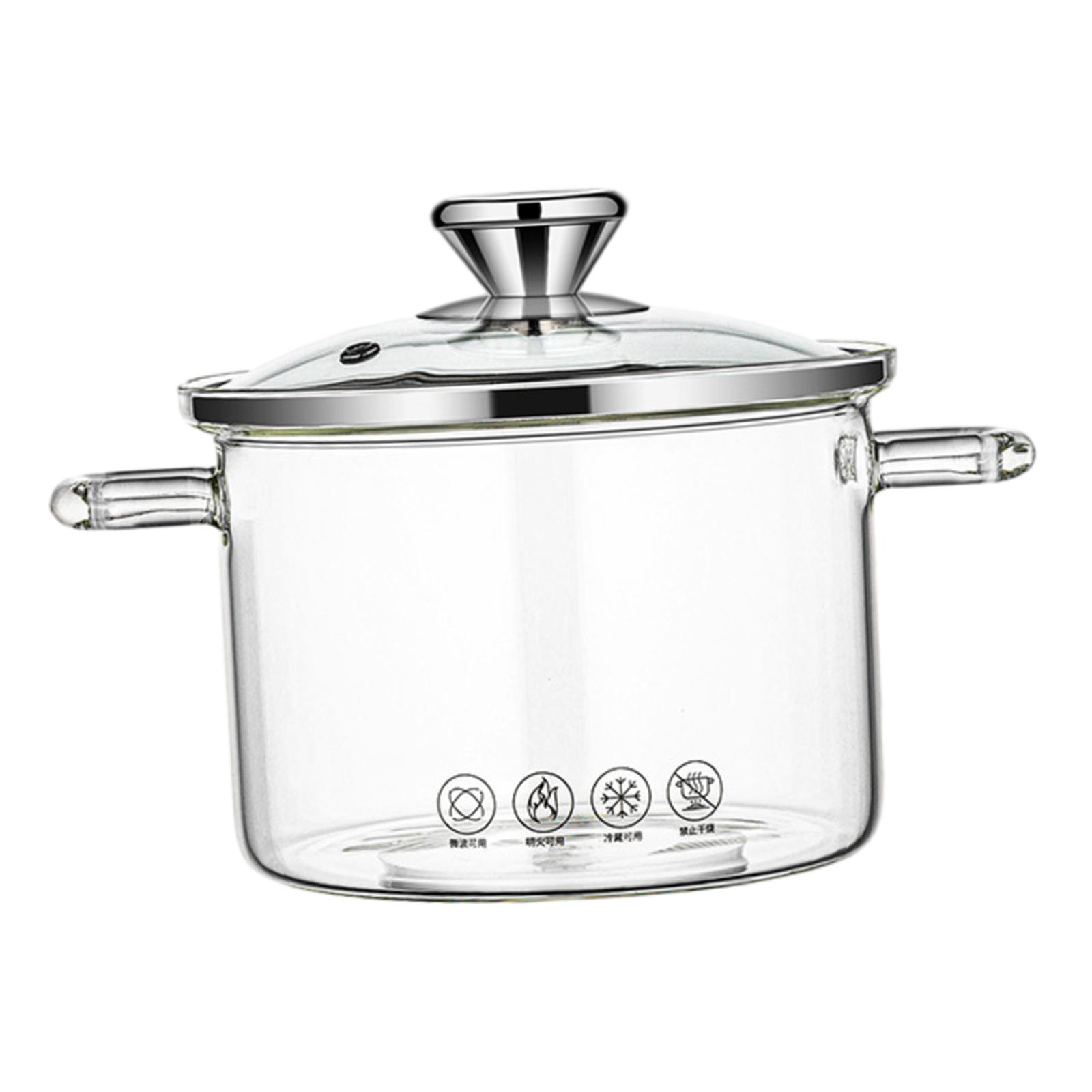 Magideal - Olla De Vidrio Con Tapa, Olla De Cocina Multifunción Cacerola De Vidrio De Borosilicato Resistente Al Calor Con Tapa Olla De Vidrio Transparente Para 1.8L