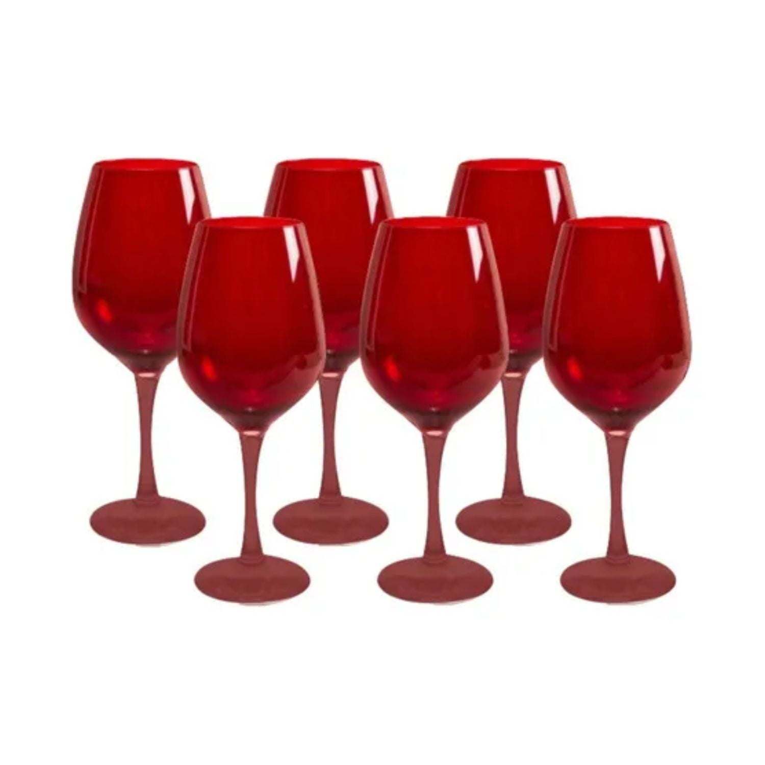 Set 6 Copas Vino Full Color Rojo 475ml Allegra De Vidrio