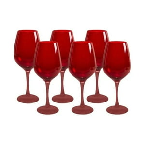 Set 6 Copas Vino Full Color Rojo 475Ml Allegra De Vidrio