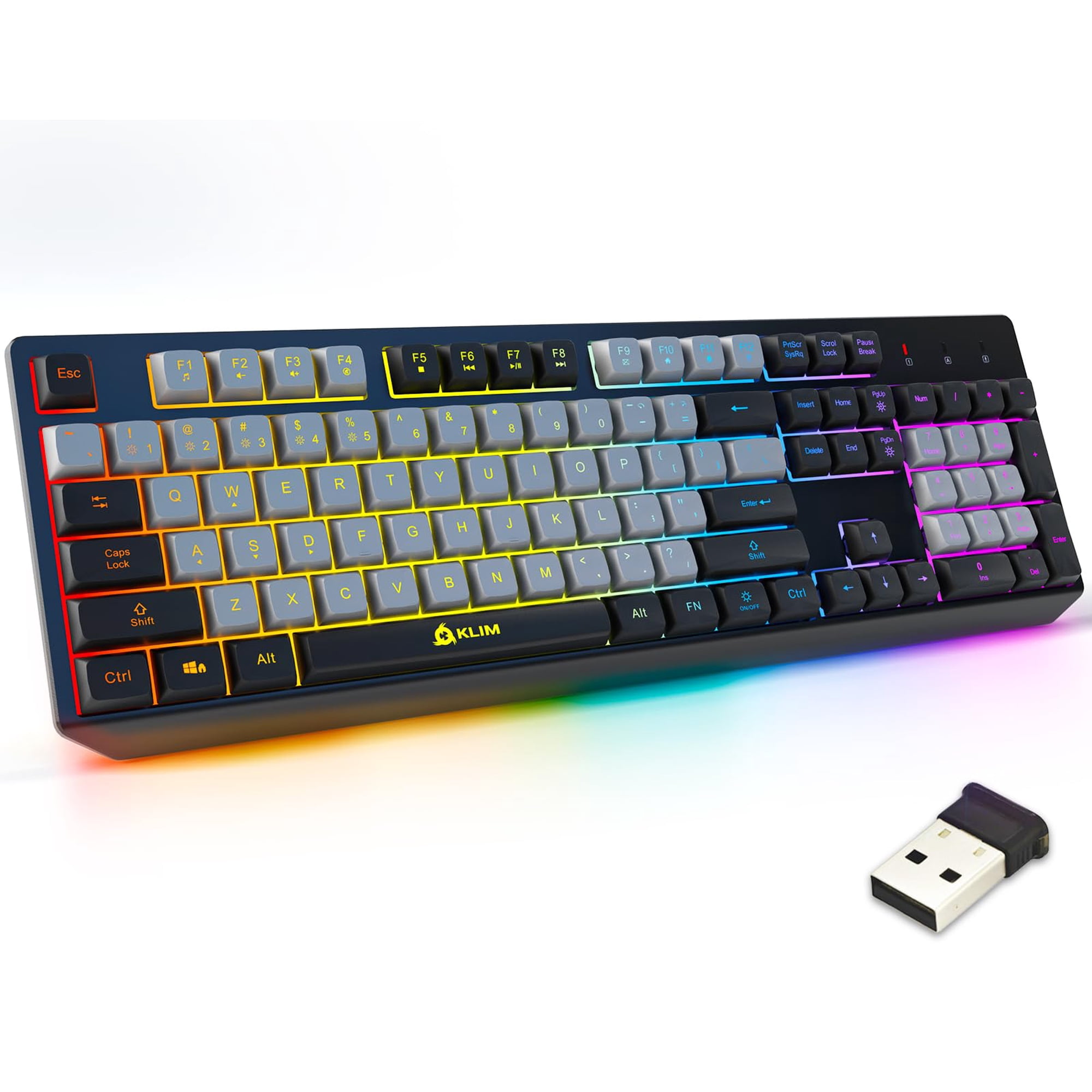 Teclado Inalámbrico Klim Chroma Rgb Retroiluminado Gaming Black