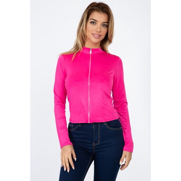 Top Corto con Cuello Alto y Cremallera Frontal