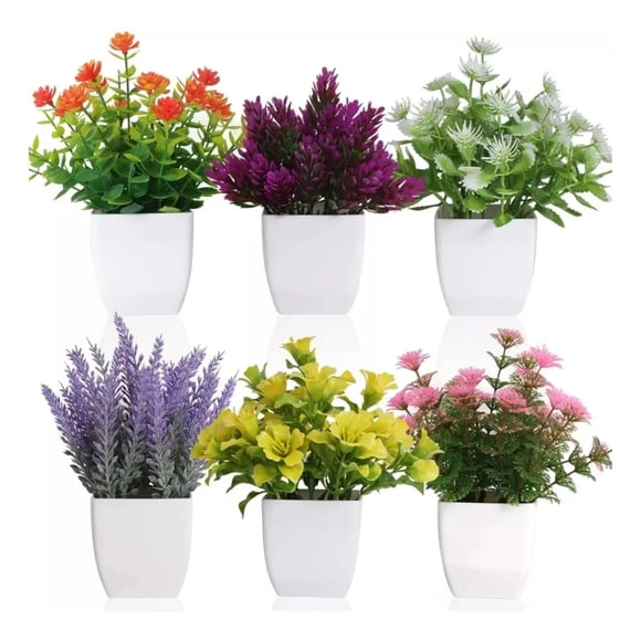 6pzs Plantas Flores Artificiales Macetas Decorativas Bonsai